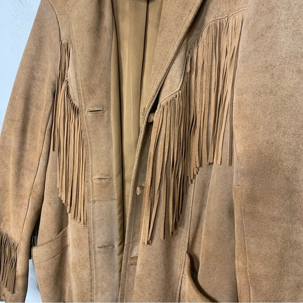 Pioneer Wear Suede Leather Fringe Blazer Jacket Size 10 - Picture 11 of 15